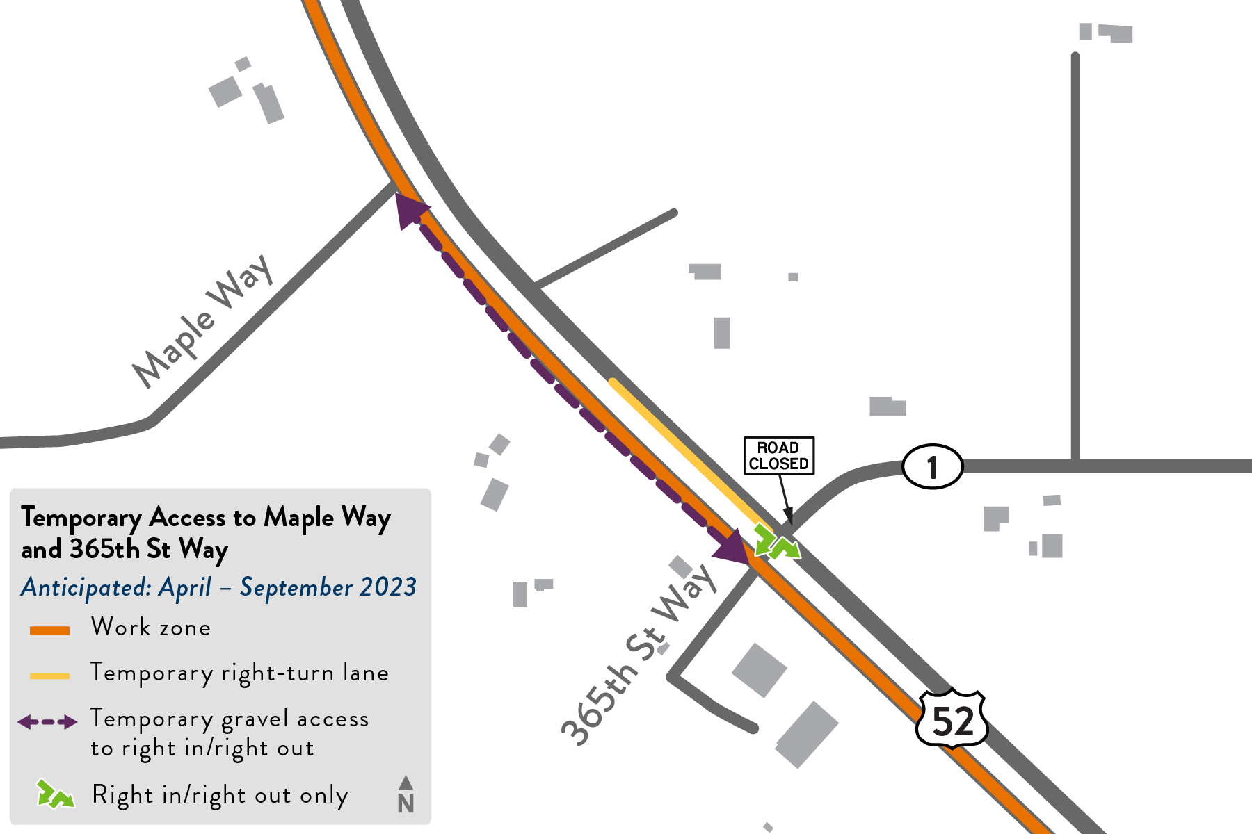 Hwy 52 Southbound Improvements MnDOT Hwy52 Access Map 5 Maple Way 365th St Way